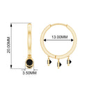 Bezel Set Black Onyx Hoop Drop Earrings Black Onyx - ( AAA ) - Quality - Rosec Jewels