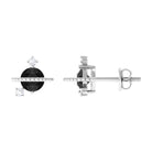 Black Onyx and Diamond Contemporary Stud Earrings Black Onyx - ( AAA ) - Quality - Rosec Jewels