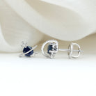 Blue Sapphire and Diamond Celestial Stud Earrings Blue Sapphire - ( AAA ) - Quality - Rosec Jewels