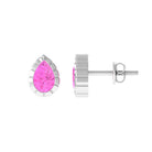 Engraved Bezel Set Pear Cut Pink Sapphire Solitaire Stud Earrings Pink Sapphire - ( AAA ) - Quality - Rosec Jewels