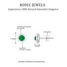 1 CT Emerald Classic Stud Earrings with Diamond Halo Emerald - ( AAA ) - Quality - Rosec Jewels