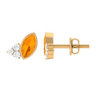 3/4 CT Marquise Cut Fire Opal Stud Earrings with Diamond Trio Fire Opal - ( AAA ) - Quality - Rosec Jewels