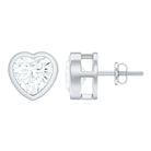 3 CT Heart Shape Moissanite Solitaire Stud Earrings in Bezel Setting Moissanite - ( D-VS1 ) - Color and Clarity - Rosec Jewels