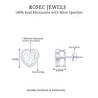 3 CT Heart Shape Moissanite Solitaire Stud Earrings in Bezel Setting Moissanite - ( D-VS1 ) - Color and Clarity - Rosec Jewels