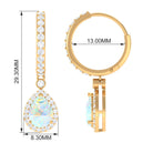 Classic Ethiopian Opal Classic Hoop Drop Earrings with Moissanite Accent Ethiopian Opal - ( AAA ) - Quality - Rosec Jewels