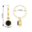 Bezel Set Black Onyx Hinged Hoop Drop Earrings Black Onyx - ( AAA ) - Quality - Rosec Jewels