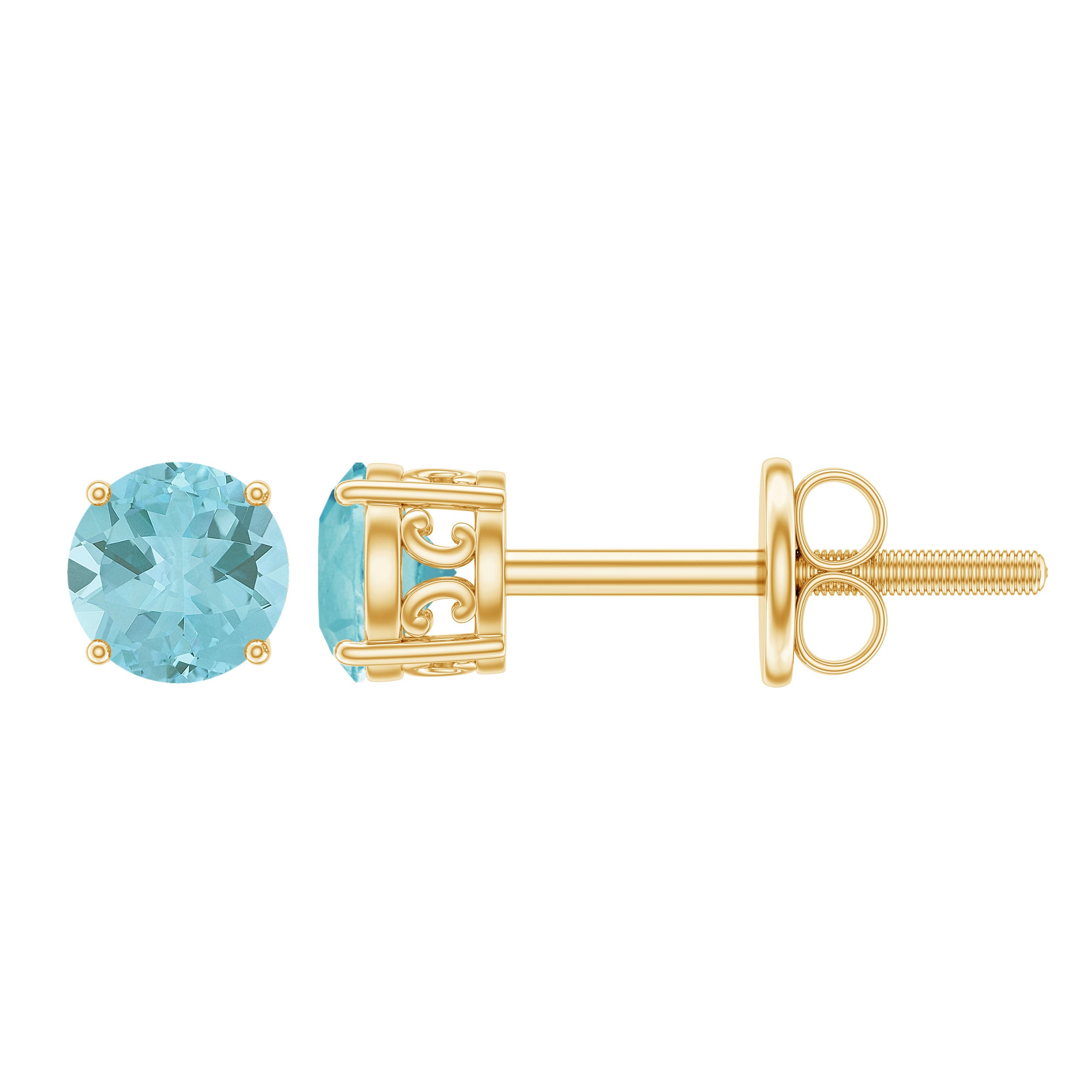 0.75 CT Sky Blue Topaz Solitaire Stud Earrings Sky Blue Topaz - ( AAA ) - Quality - Rosec Jewels