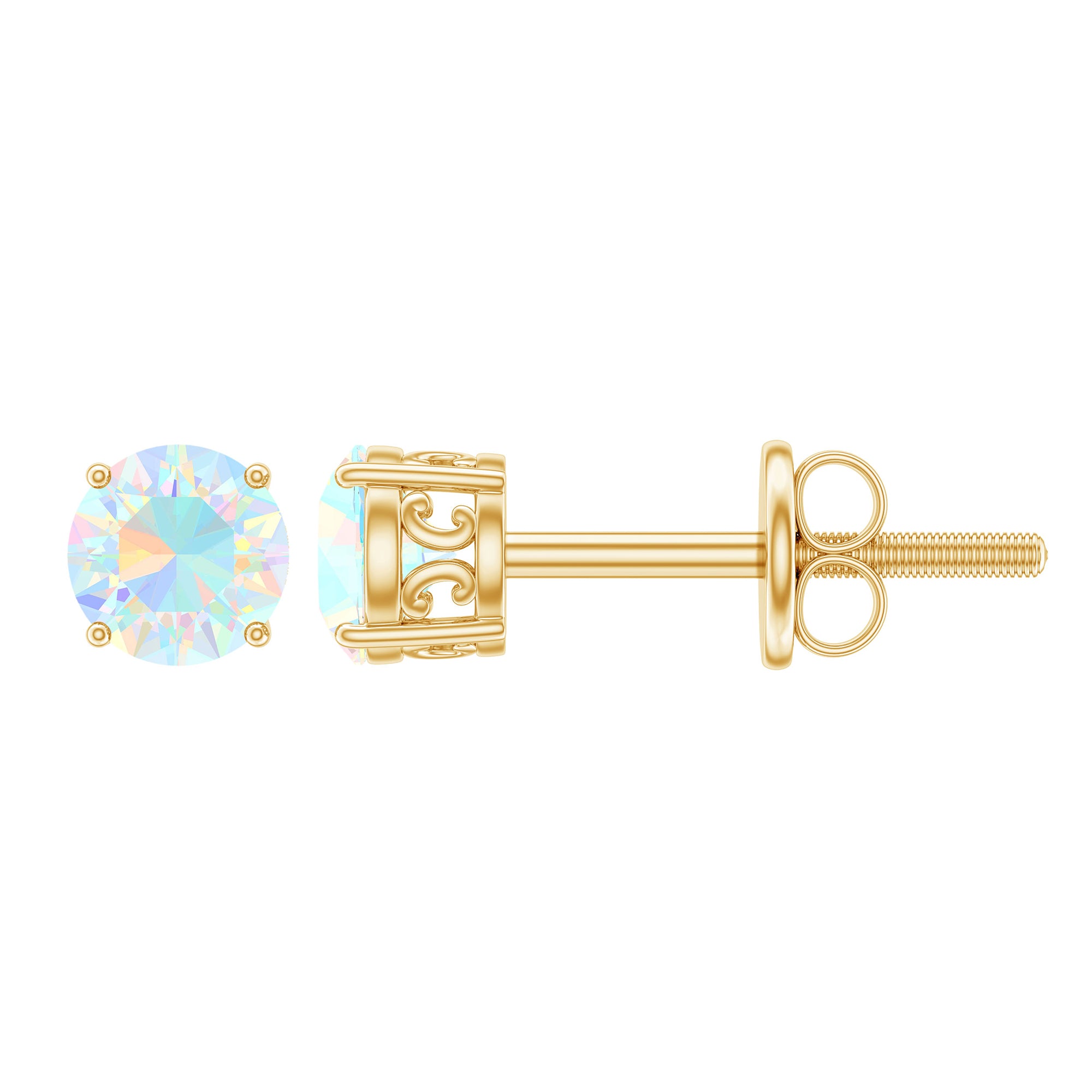 0.50 CT Ethiopian Opal Solitaire Stud Earrings in 4 Prong Setting Ethiopian Opal - ( AAA ) - Quality - Rosec Jewels