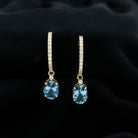 3.25 CT Oval Cut Aquamarine Hoop Drop Earrings with Moissanite Aquamarine - ( AAA ) - Quality - Rosec Jewels