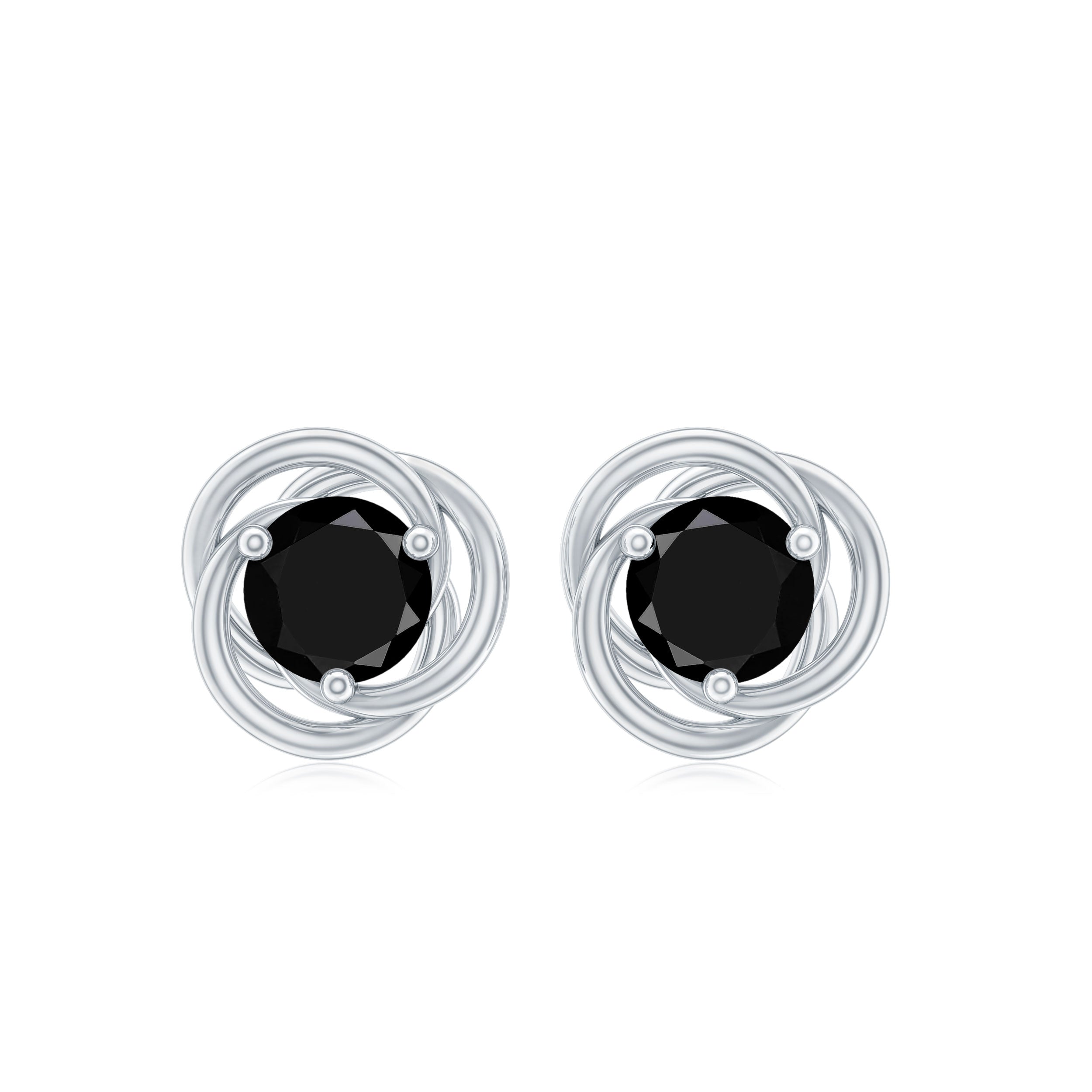 0.75 CT Black Spinel Solitaire Stud Earrings in Prong Setting Black Spinel - ( AAA ) - Quality - Rosec Jewels