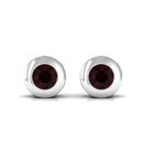 Garnet Solitaire Stud Earrings in Bezel Setting Garnet - ( AAA ) - Quality - Rosec Jewels