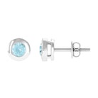 Bezel Set Sky Blue Topaz Solitaire Stud Earrings Sky Blue Topaz - ( AAA ) - Quality - Rosec Jewels