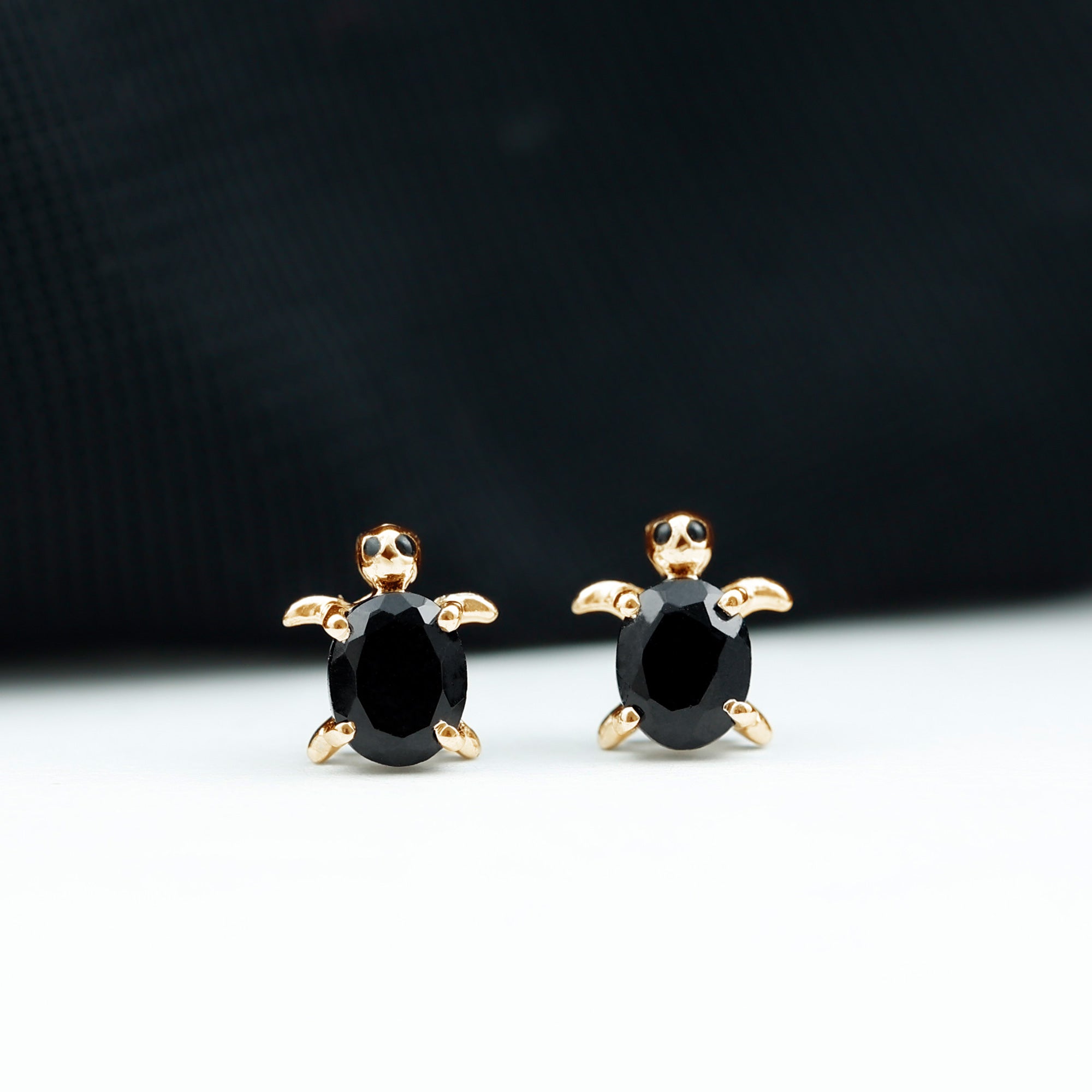 3/4 CT Oval Shaped Black Onyx Tortoise Earrings Black Onyx - ( AAA ) - Quality - Rosec Jewels