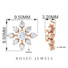 Rosec Jewels-3/4 CT Round Cut Diamond Floral Statement Stud Earrings for Women