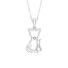 Certified Diamond Kitty Cat Pendant Necklace Diamond - ( HI-SI ) - Color and Clarity - Rosec Jewels