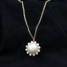 Freshwater Pearl and Moissanite Cocktail Flower Pendant Necklace Freshwater Pearl - ( AAA ) - Quality - Rosec Jewels