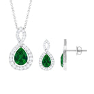 2.25 CT Certified Created Emerald Teardrop Infinity jewelry Set with Diamond Accent Lab Created Emerald - ( AAAA ) - Quality - Rosec Jewels