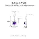 Certified Amethyst Halo Pendant Necklace Amethyst - ( AAA ) - Quality 92.5 Sterling Silver - Rosec Jewels