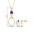 1.25 CT Amethyst and Diamond Infinity Pendant and Earrings Set Amethyst - ( AAA ) - Quality - Rosec Jewels