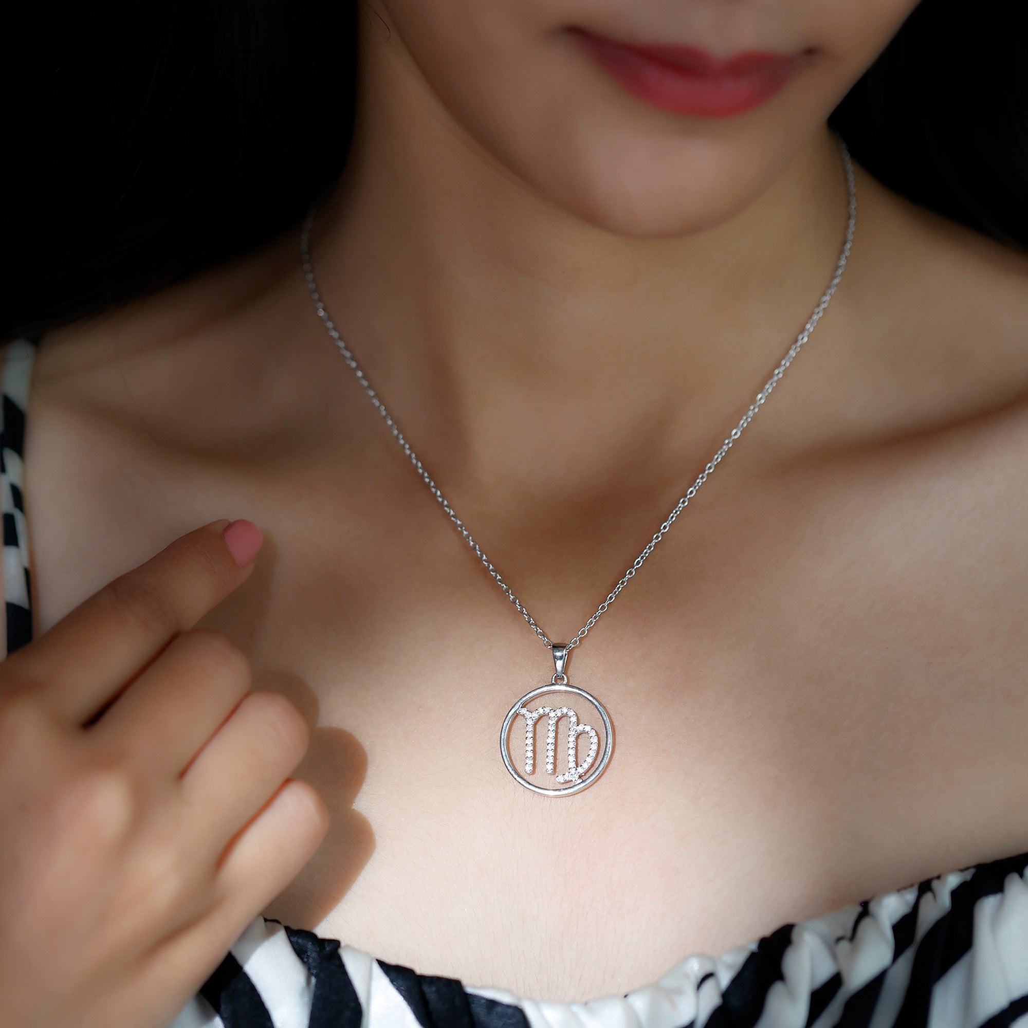 Moissanite Virgo Zodiac Pendant Necklace - Rosec Jewels