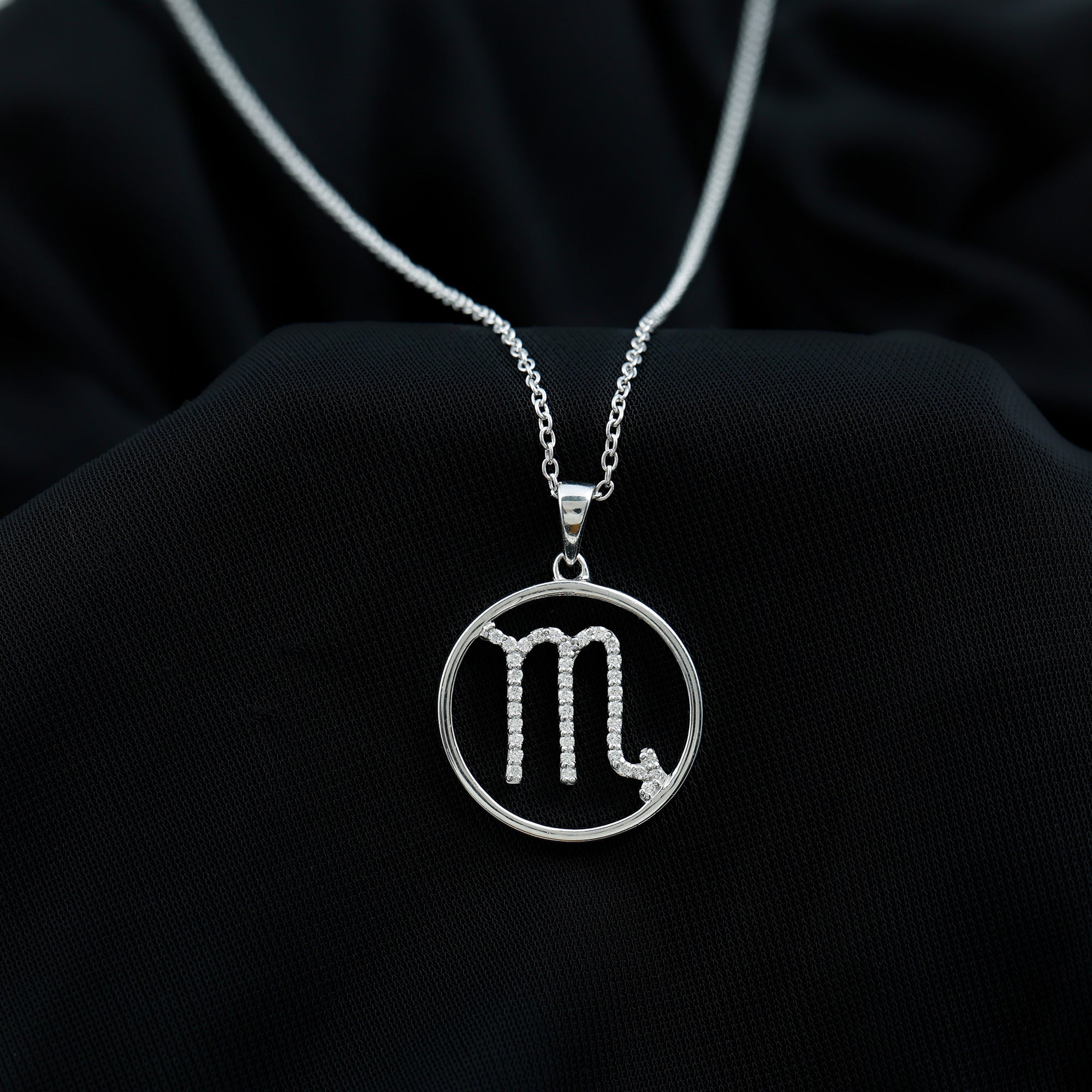 Moissanite Scorpio Zodiac Sign Pendant Necklace With Chain - Rosec Jewels