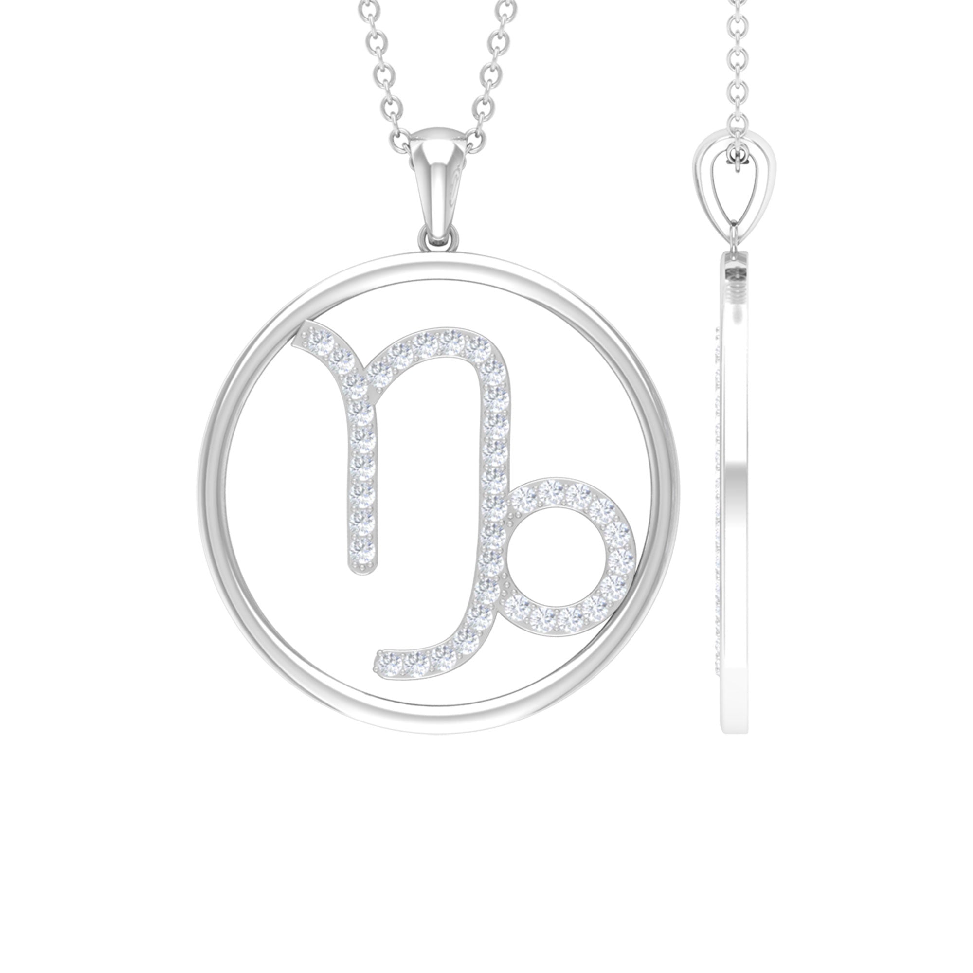 Moissanite Capricorn Sign Pendant Necklace - Rosec Jewels