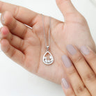 Designer Moissanite Teardrop Pendant Necklace in Silver - Rosec Jewels