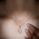 Designer Moissanite Teardrop Pendant Necklace Moissanite - ( D-VS1 ) - Color and Clarity - Rosec Jewels