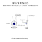 Certified Created Blue Sapphire and Moissanite Open Circle Pendant in Silver - Rosec Jewels