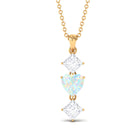 Ethiopian Opal and Moissanite Drop Heart Pendant Necklace Ethiopian Opal - ( AAA ) - Quality - Rosec Jewels