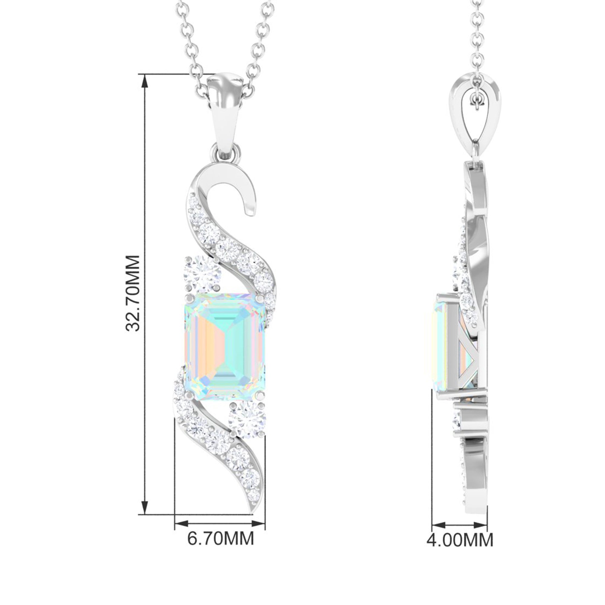 Certified Ethiopian Opal Pendant Necklace with Diamond Ethiopian Opal - ( AAA ) - Quality - Rosec Jewels