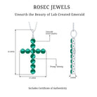 3 CT Created Emerald Cross Pendant Necklace in Gold Lab Created Emerald - ( AAAA ) - Quality - Rosec Jewels