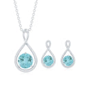 Sky Blue Topaz Solitaire and Gold Infinity Earrings and Necklace Set Sky Blue Topaz - ( AAA ) - Quality - Rosec Jewels