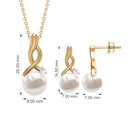 13.75 CT Freshwater Pearl and Diamond Simple Drop jewelry Set Freshwater Pearl - ( AAA ) - Quality - Rosec Jewels