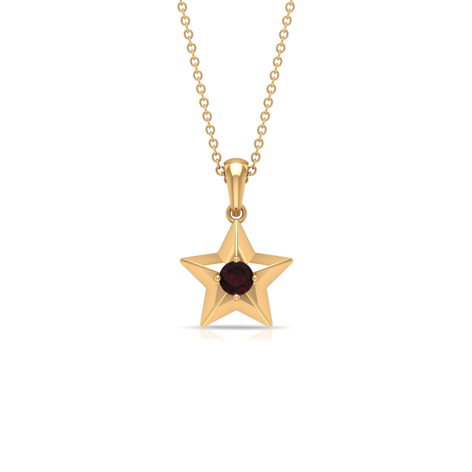 1/4 CT Garnet and Gold Star Pendant Garnet - ( AAA ) - Quality - Rosec Jewels