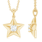 1/4 CT Moissanite and Gold Star Pendant Moissanite - ( D-VS1 ) - Color and Clarity - Rosec Jewels