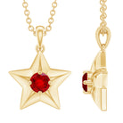 1/4 CT Lab Created Ruby and Gold Star Pendant Necklace Lab Created Ruby - ( AAAA ) - Quality - Rosec Jewels