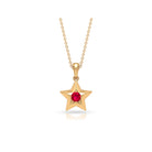 1/4 CT Lab Created Ruby and Gold Star Pendant Necklace Lab Created Ruby - ( AAAA ) - Quality - Rosec Jewels