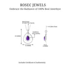 Real Amethyst Moissanite Teardrop Pendant Necklace - Rosec Jewels