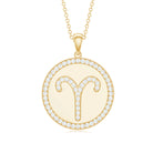 Certified Moissanite Aries Zodiac Disc Pendant Moissanite - ( D-VS1 ) - Color and Clarity - Rosec Jewels