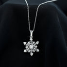 Classic Certified Moissanite Snowflake Pendant in Silver - Rosec Jewels