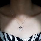 Moissanite Open Heart Bridal Pendant Necklace in Silver - Rosec Jewels