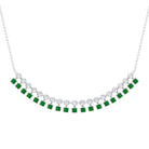 1.25 CT Created Emerald Curved Bar Pendant Necklace with Zircon Lab Created Emerald - ( AAAA ) - Quality - Rosec Jewels