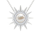 7.75 CT Freshwater Pearl and Diamond Sunburst Pendant Necklace Freshwater Pearl - ( AAA ) - Quality - Rosec Jewels