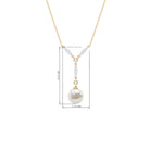 Lariat Style Diamond and Freshwater Pearl Drop Y Necklace Freshwater Pearl - ( AAA ) - Quality - Rosec Jewels