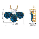 Pear Cut London Blue Topaz and Moissanite Flower Pendant London Blue Topaz - ( AAA ) - Quality - Rosec Jewels