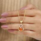 Fire Opal and Diamond Heart Pendant Fire Opal - ( AAA ) - Quality - Rosec Jewels