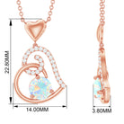 Ethiopian Opal Heart Pendant Necklace with Diamond Ethiopian Opal - ( AAA ) - Quality - Rosec Jewels