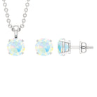 3/4 CT Round Cut Ethopian Opal Solitaire Jewelry Set Ethiopian Opal - ( AAA ) - Quality - Rosec Jewels