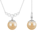 Real South Sea Peal Designer Necklace with Diamond Stones South Sea Pearl - ( AAA ) - Quality - Rosec Jewels